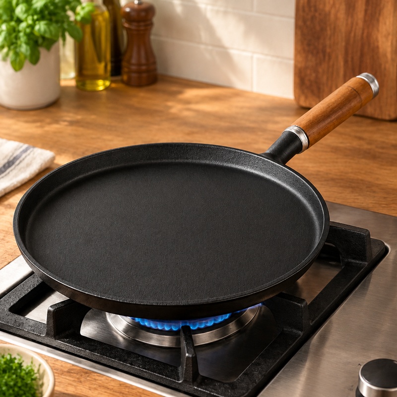 Electric Griddle Pancake - ガスコンロとIHクッキングヒーターの両方に対応した、耐久性に優れた鋳鉄製フライパン。卵料理、ステーキ、パンケーキなど、さまざまな料理に最適です。