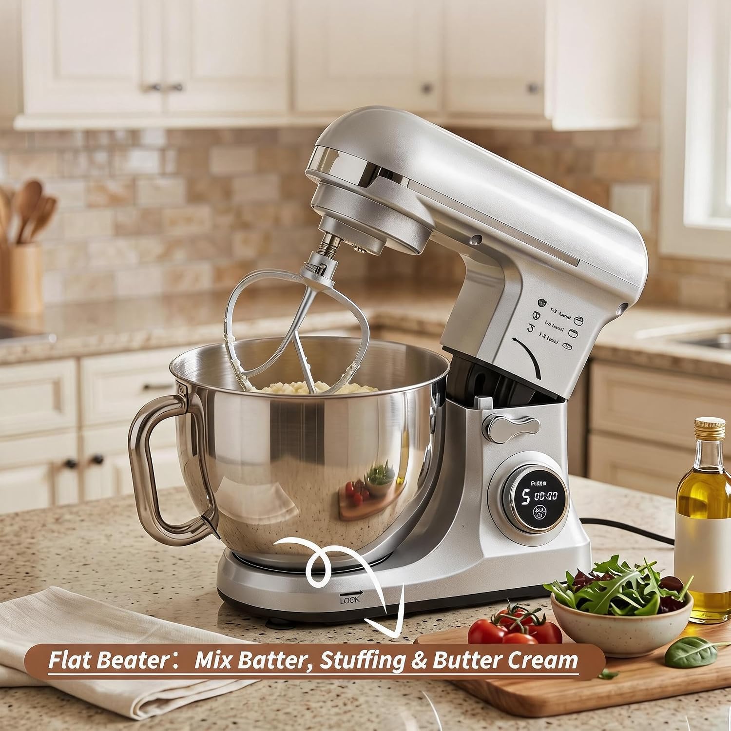 Tacleekii 5.3QT 傾斜式スタンドミキサー。8段 - Stand Mixer Bowl のレビューと価格