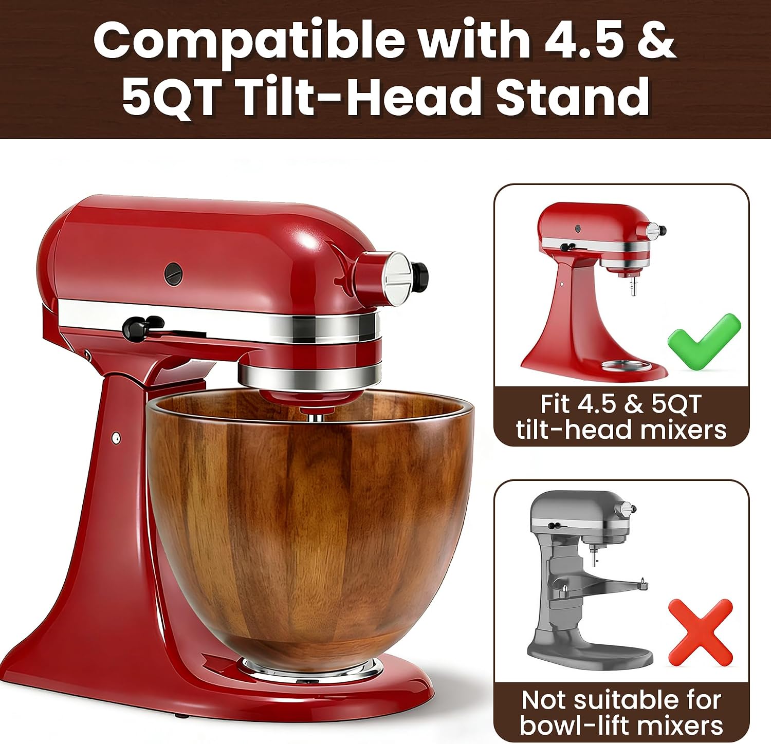 KITOART 5QT ウッドミキシングボウル キッチンエイ - Stand Mixer Bowl のレビューと価格