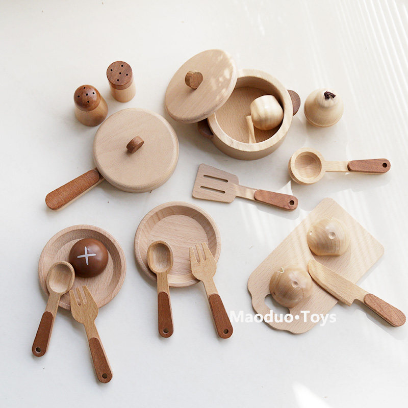 マオドゥオ おもちゃ ブナ材製 キッズキッチン プレイセット - Kitchen Appliances And Utensils のレビューと価格
