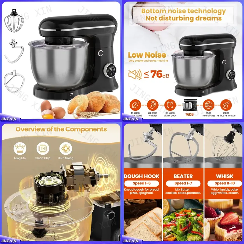 5Lスタンドミキサー 1500W 電動生地こね機 ステンレス - Stand Mixer Bowl のレビューと価格